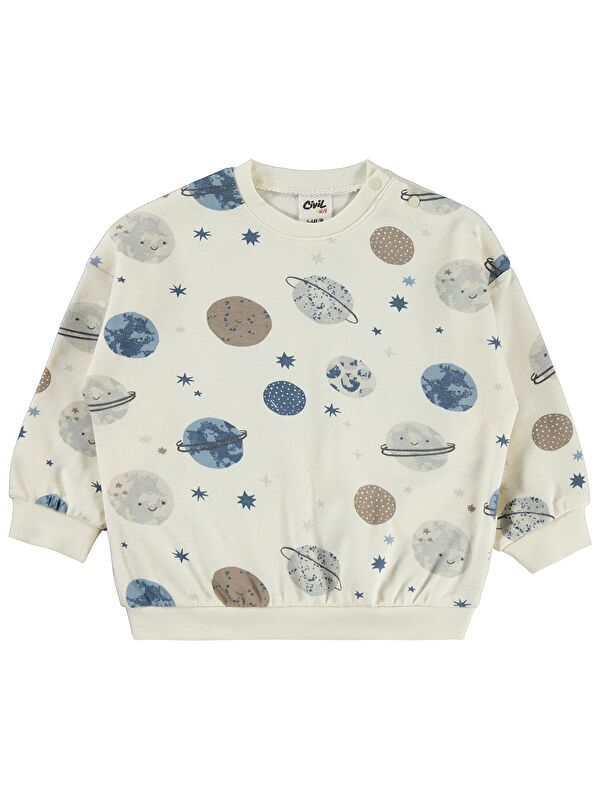 Civil Baby Gezegen Empirme 6-18 Ay Sweatshirt - Ekru