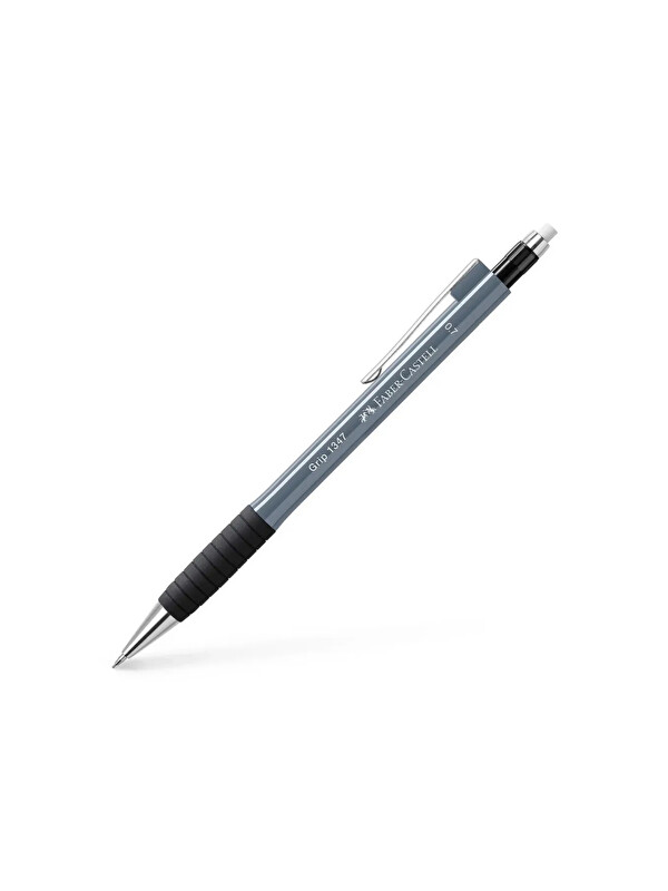 Faber-Castell Grip 1345/47 2022 Versatil Kalem, 0.7 mm, Gri, Ergonomik Tutuş, Yaylı Uç, Uzun Silgi, Modern Tasarım