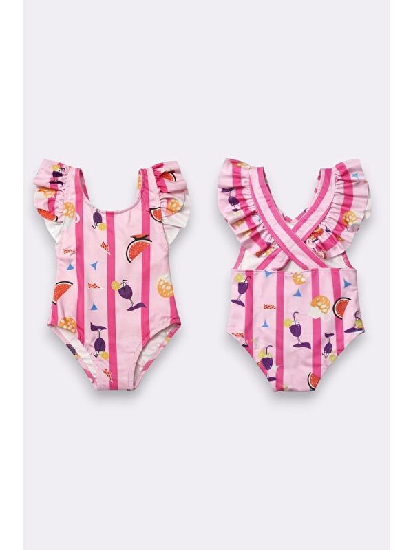 My Kids Wear Kız Çocuk Fırfır Detaylı Tasarım Çapraz Askılı Mayo 12732