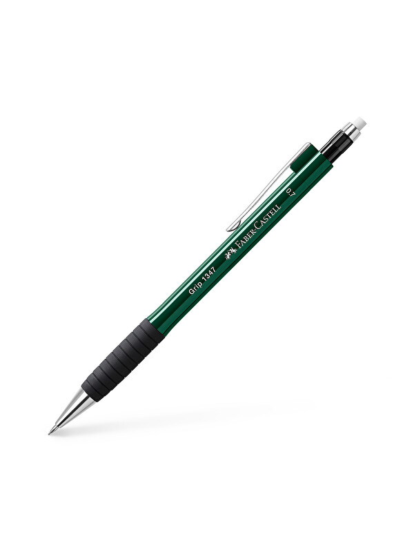 Faber-Castell Grip 1345/47 Versatil Kalem, 0.7 mm, Koyu Yeşil, Ergonomik Tutuş, Yaylı Uç, Uzun Silgi