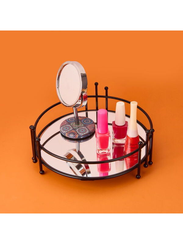 Evidea Bath Dokuz Telli Aynalı Organizer - Siyah - 9x21 cm