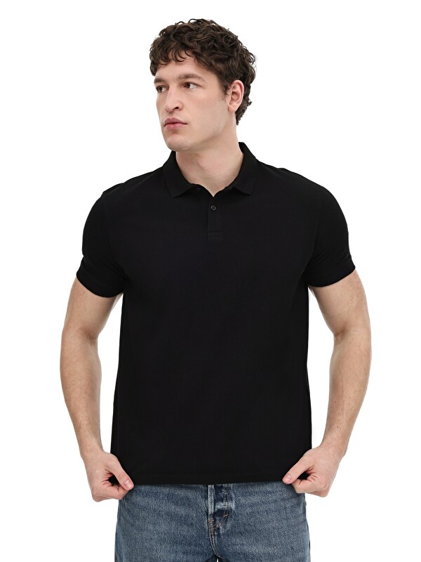 Kinetix MB PAM 12SN328 Siyah Erkek Polo Yaka Kısa Kol T-Shirt