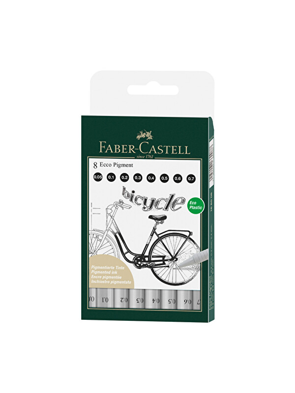 Faber-Castell Ecco Pigment Set 8'li 0.05 0.1 0.2 0.3 0.4 0.5 0.6 07 Uç Ergonomik Tutuş Su Geçirmez Mürekkep