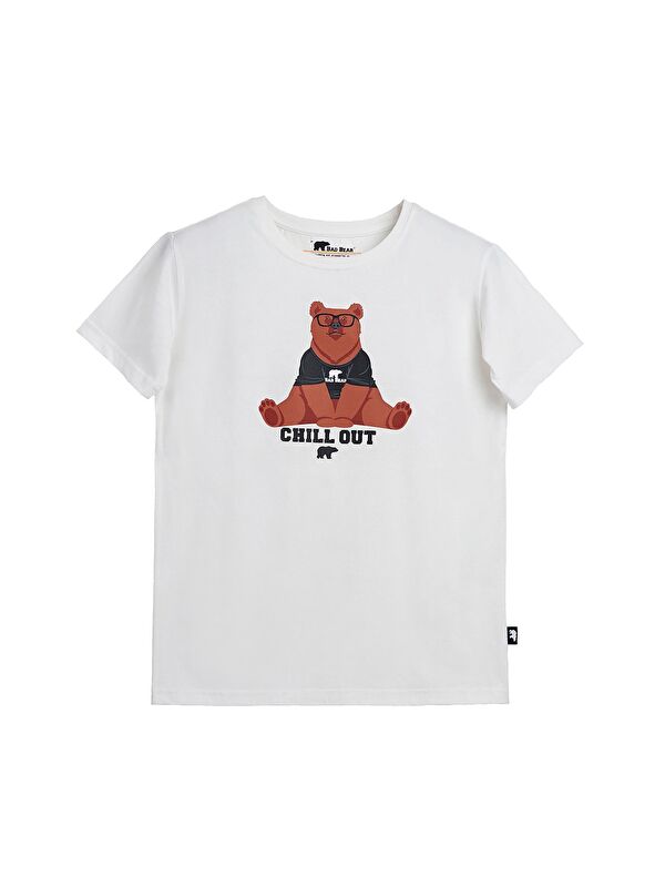 Bad Bear Caleb Beyaz Baskılı Çocuk Tişört