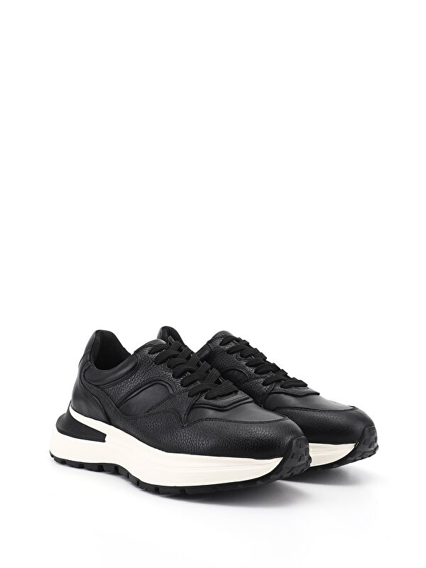 GÖNDERİ(R) Erkek SİYAH Bağcıklı Hakiki Deri Comfort Sneaker