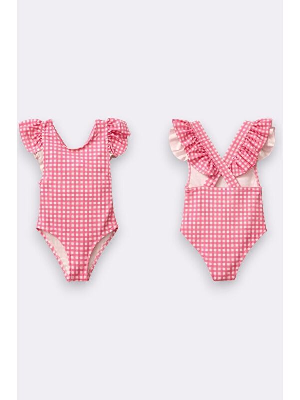 My Kids Wear Kız Çocuk Fırfır Detaylı Tasarım Çapraz Askılı Mayo 12719