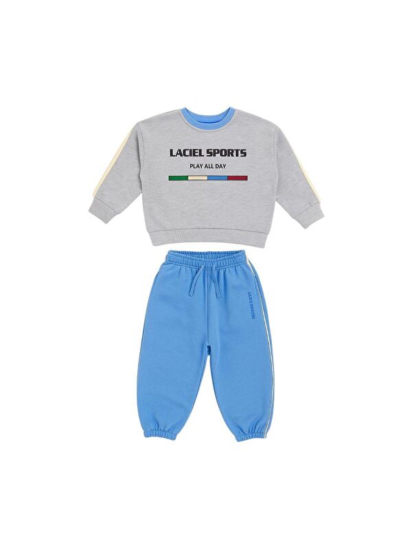 Magu Unisex Çocuk Pamuklu Gri Spor Baskılı Sweatshirt – Rahat Kalıp, Yumuşak Doku