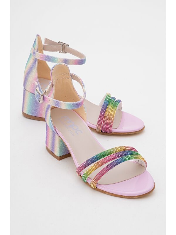 Kız Çocuk Taşlı Topuklu Abiye Ayakkabı - Görsel 2