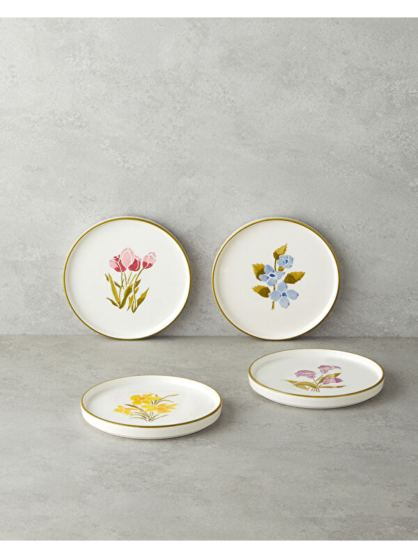 English Home Begonya Seramik 4'lü Pasta Tabağı 16 cm Renkli