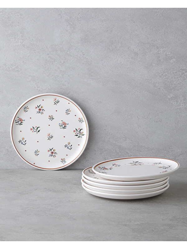 English Home Bianca Seramik 6'lı Pasta Tabağı 20 cm Renkli