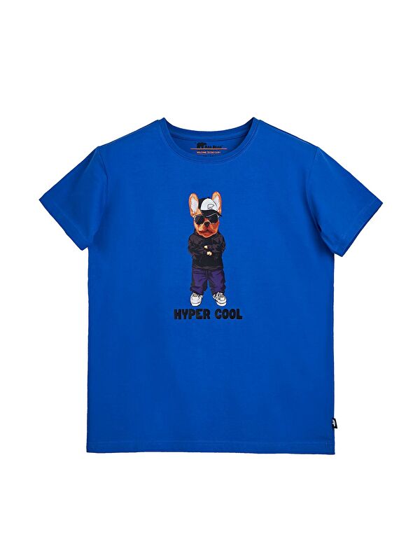 Bad Bear Hyper Bear Saks Mavisi Baskılı Çocuk Tişört