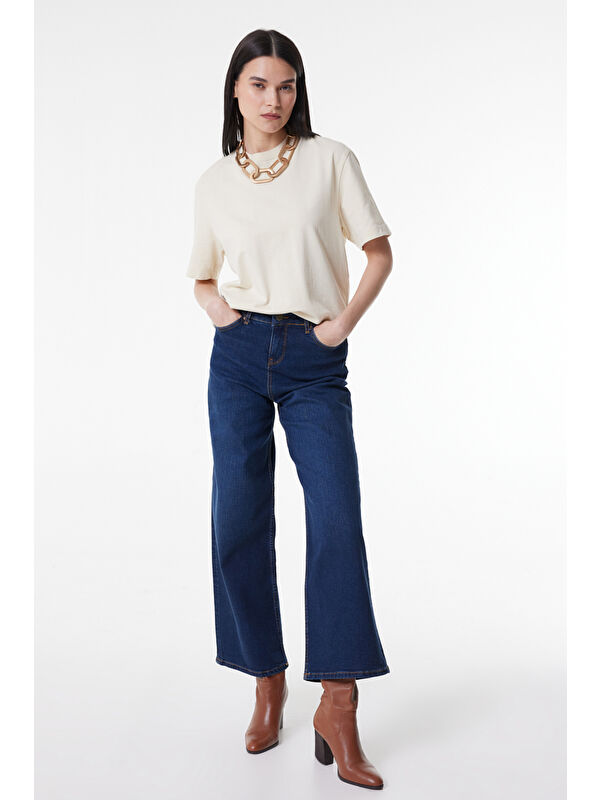 Lee Regular Fit Normal Kesim Yüksek Bel Koyu Mavi Esnek Stella A Line Jean Denim Jean Pantolon
