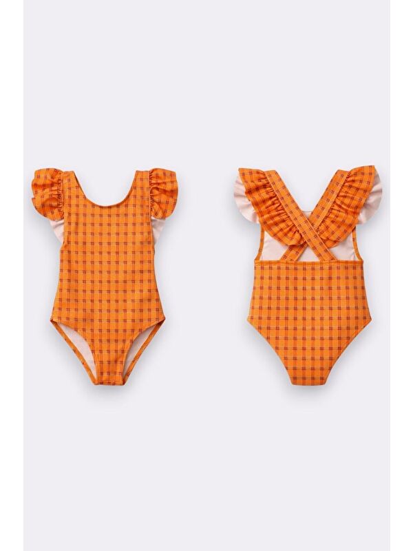 My Kids Wear Kız Çocuk Fırfır Detaylı Tasarım Çapraz Askılı Mayo 12720