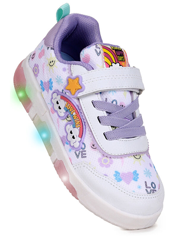 Kiko Kids Bulut Cırtlı Işıklı Kız Çocuk Günlük Spor Ayakkabı
