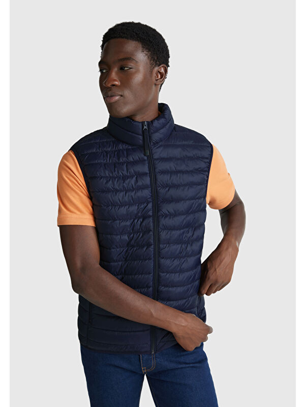 United Colors Of Benetton Erkek Lacivert Polyester Dolgulu Regular Fit Yelek