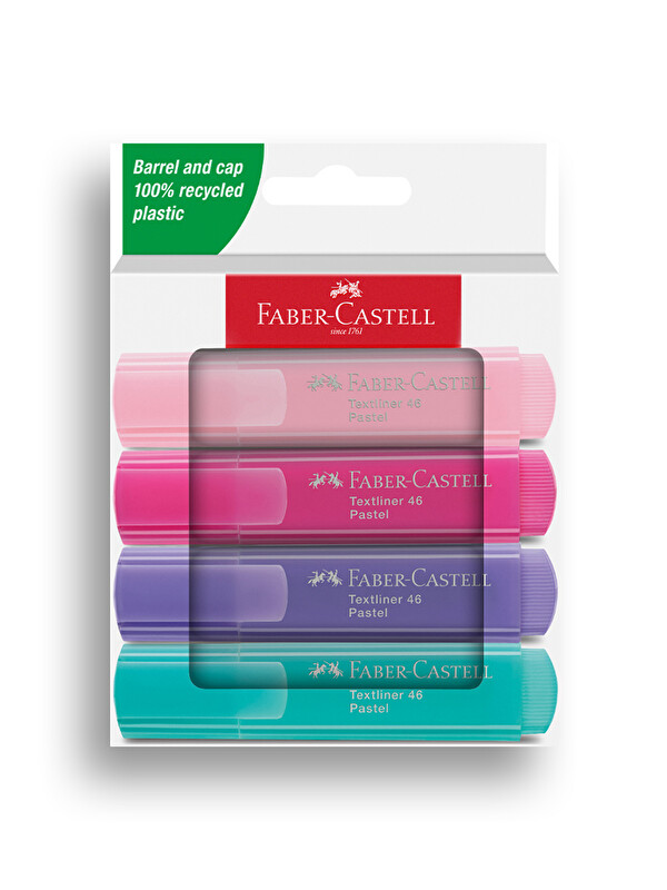 Faber-Castell Fosforlu Kalem Seti, 4’lü, Pastel Renkler, Su Bazlı Mürekkep, Dayanıklı ve Uzun Ömürlü