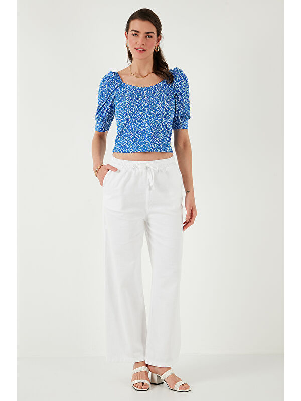 Lela Pamuklu Relaxed Fit Yüksek Bel Bol Paça Kadın Pantolon 668Yp5118