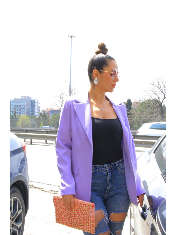 Mialora Kadın, Tek Düğmeli, Broşlu, Şik, Blazer Ceket