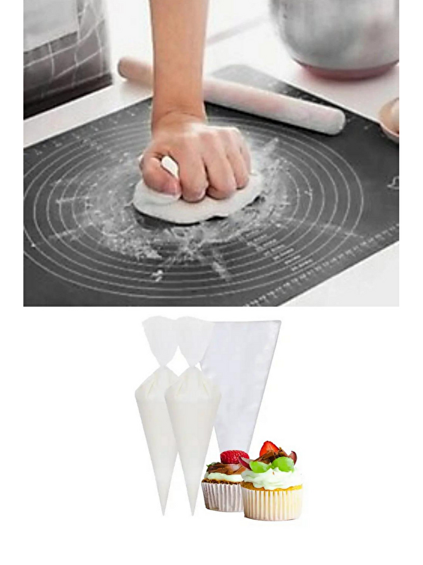 Kitchen Design Lab 2'li Set 45x65 cm Silikon Hamur Açma Matı ve Kullan At Krema Torbası