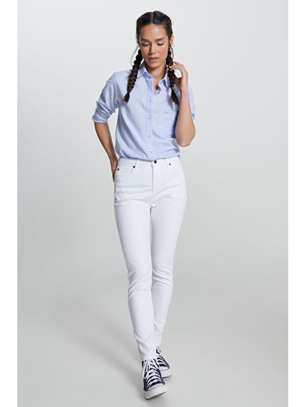 Lee Scarlett High Rise Skinny Fit Dar Kesim Yüksek Bel Beyaz Esnek Jean Jean Pantolon