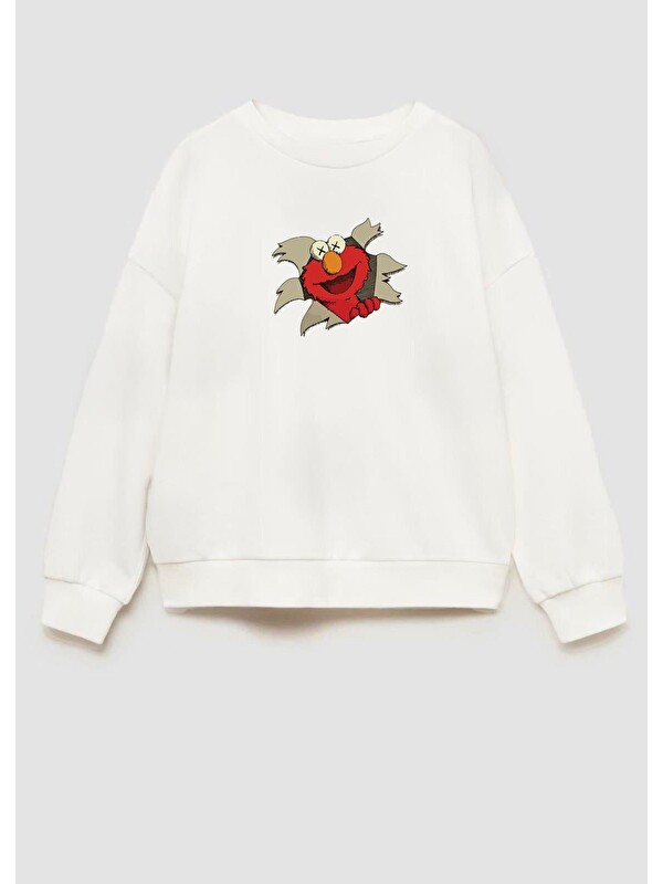 Monila Erkek Çocuk Kurabiye Canavarı Baskılı 3 İplik Pamuklu Sweatshirt