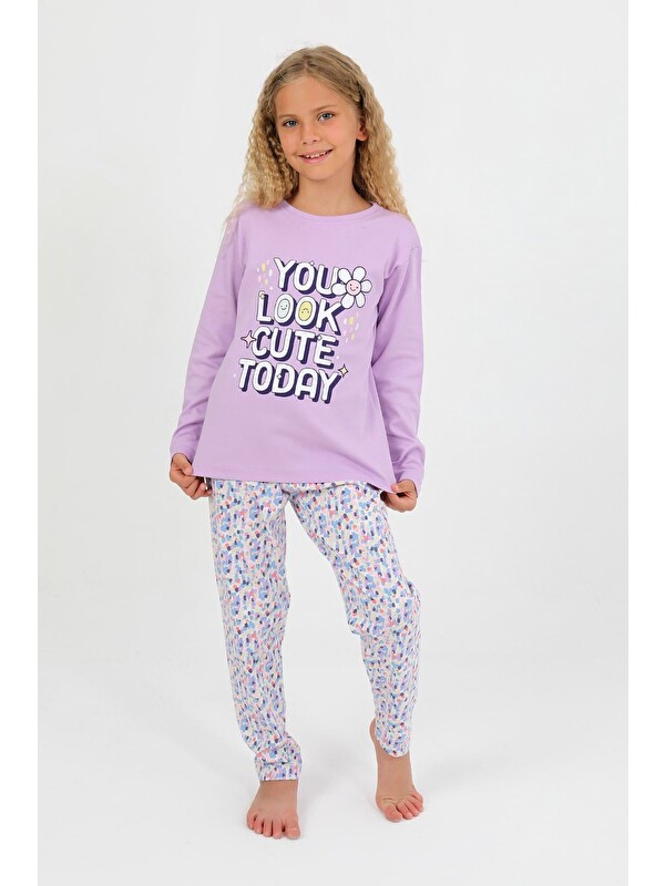 Vitmo Kız Çocuk Uzun Kollu %100 Pamuk Pijama Takımı Look Cute