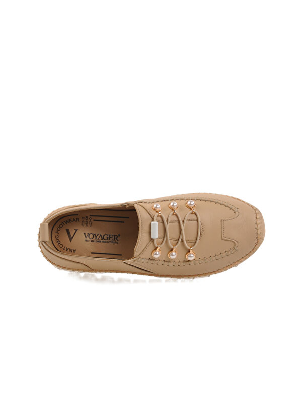 Bej Hakiki Deri Anatomik Kadın Casual Ayakkabı 9871 Z - Görsel 5