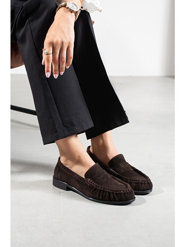 DUXAL SHOES Abelia Kadın Hakiki Süet Deri Loafer Ayakkabı