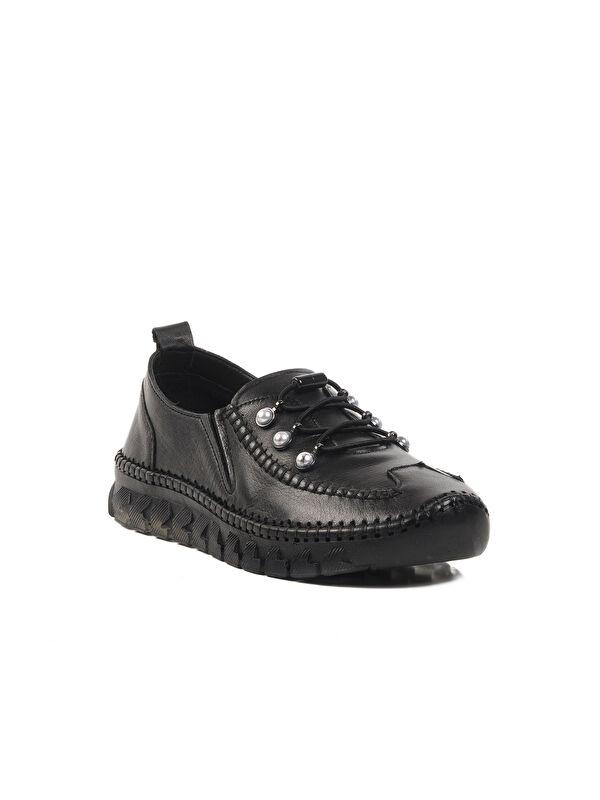 Siyah Hakiki Deri Anatomik Kadın Casual Ayakkabı 9871 Z - Görsel 4