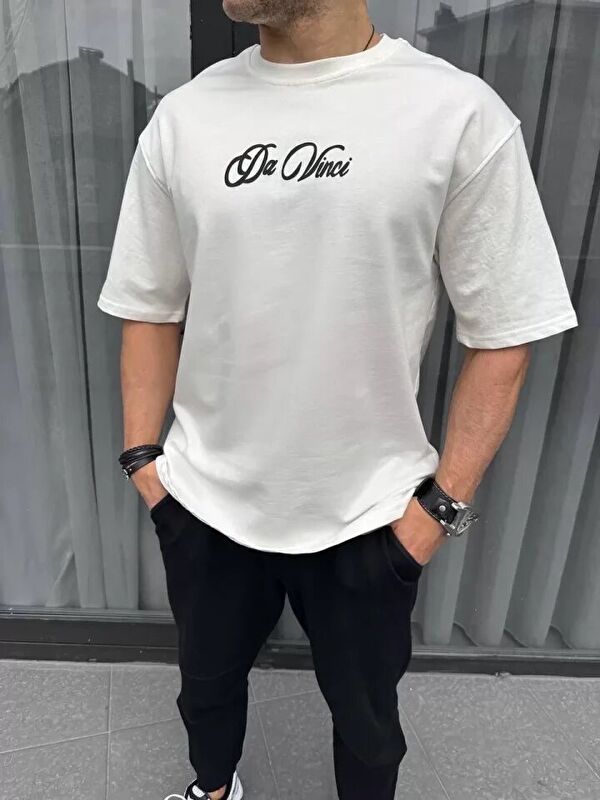 Jane's Unisex Baskılı Oversize T-Shirt - Beyaz