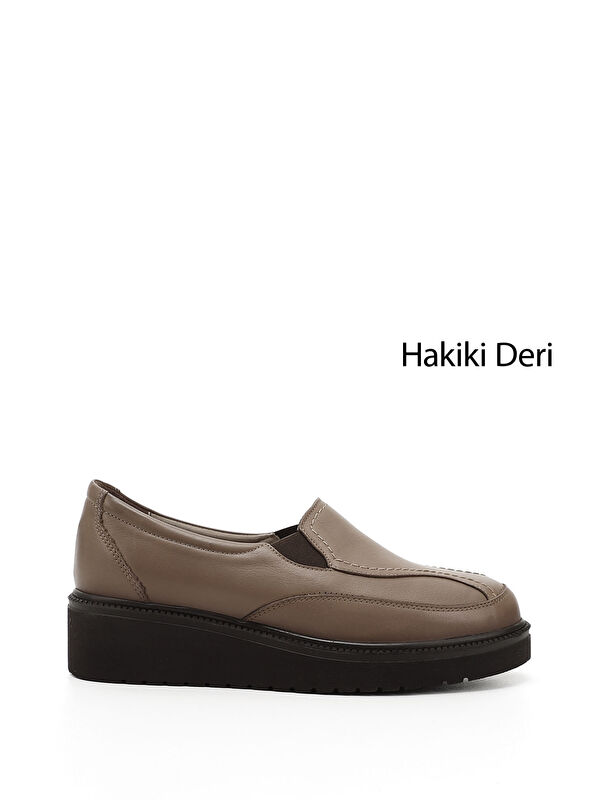 GÖNDERİ(R) Kadın KOYU VİZON Dolgu Taban Hakiki Deri Ayakkabı