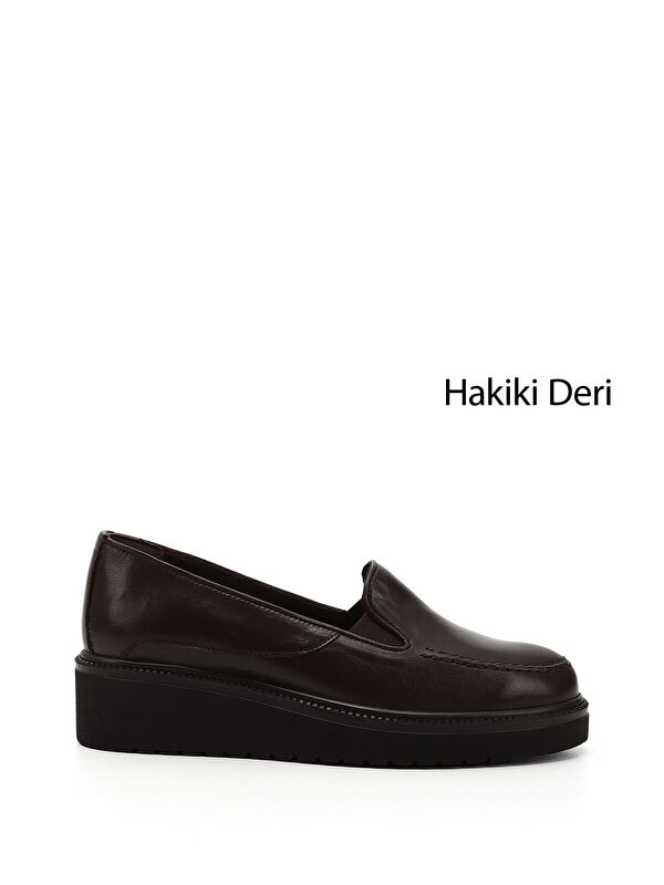 GÖNDERİ(R) Kadın TÜTÜN KAHVE Dolgu Taban Hakiki Deri Ayakkabı
