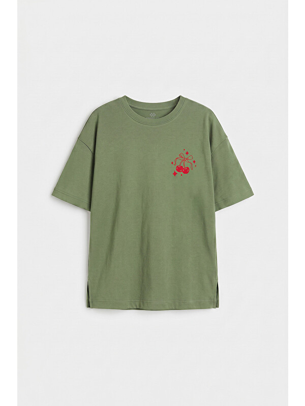 Tommylife Kaktüs Oversize Kısa Kollu Baskılı Kız Çocuk T-Shirt - 75176