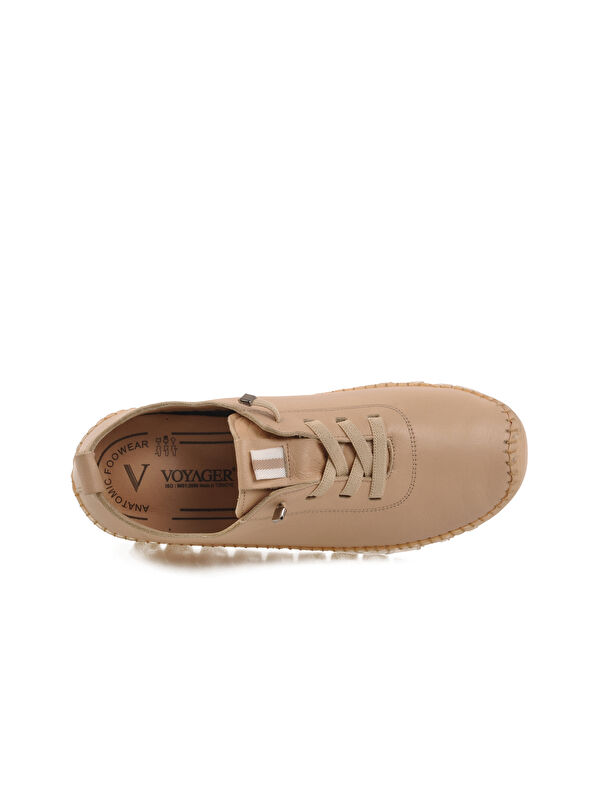 Bej Hakiki Deri Anatomik Kadın Casual Ayakkabı 9050 Z - Görsel 5