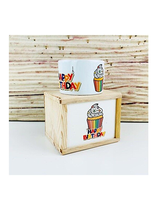 Bam Hediyelik Eşya Ahşap Kutusunda Tasarım Cupcake Kupa Bardak