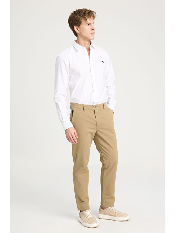 Wrangler Slim Fit Normal Bel DarPaça Camel Chino Pantolon