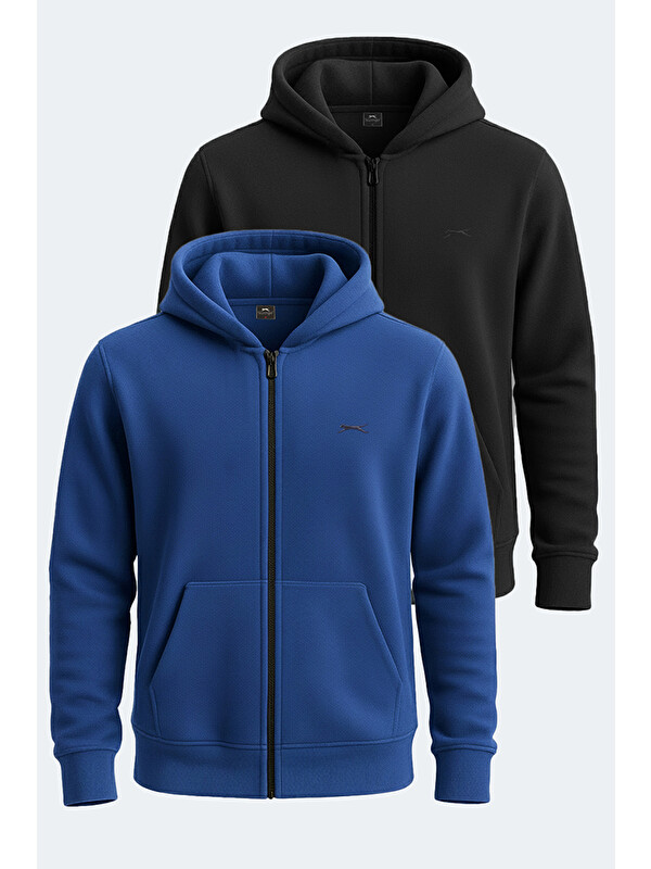SLAZENGER Erkek Fermuarlı Kapüşonlu Cepli Sweatshirt