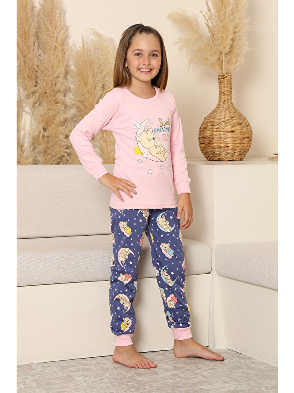 Modanino Kız Çocuk %100 Pamuk İnterlok Kumaş Pijama Takımı 6-15 Yaş 12421