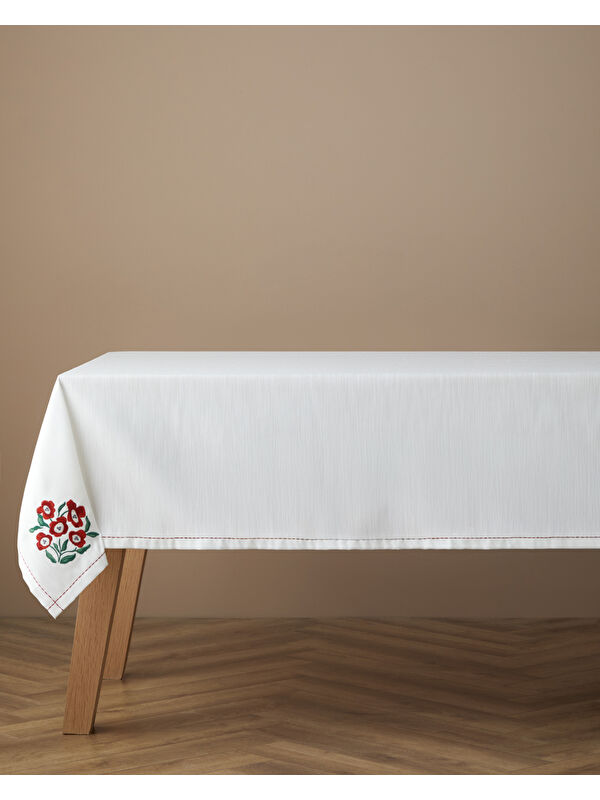 English Home Bright Parade Polyester Masa Örtüsü 150x200 cm Beyaz - Kırmızı