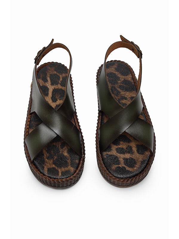 Tonny Black Yeşil Tonny Black Poli Taban Kadın Rahat Çapraz Bantlı Sandalet