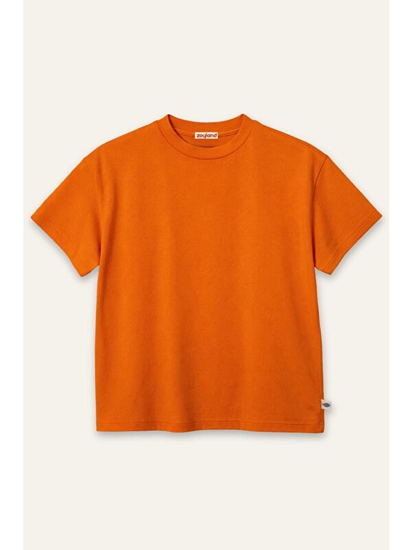 ZEYLAND Kız Erkek Çocuk Oversize T-Shirt - Turuncu