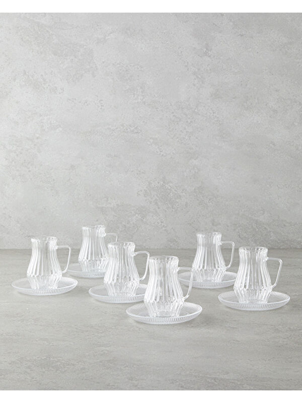 English Home Rachel Cam 12 Parça 6 Kişilik Çay Seti 135 ml Şeffaf