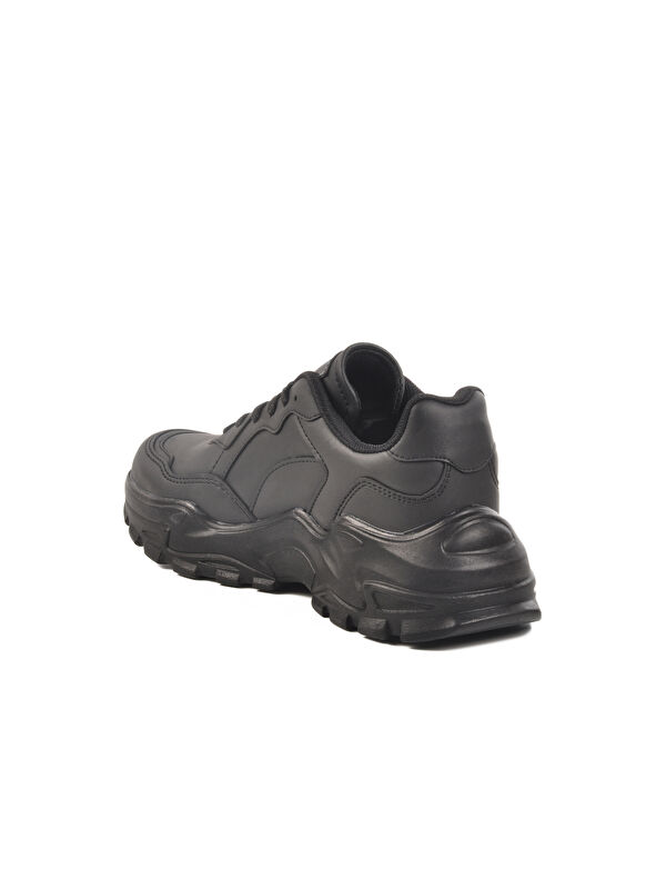 Siyah Cilt Bağcıklı Kadın Spor Ayakkabı 159 G - Görsel 5