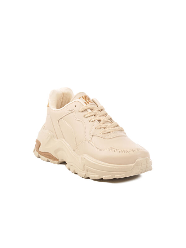 Ekru Cilt Bağcıklı Kadın Spor Ayakkabı 159 G - Görsel 4