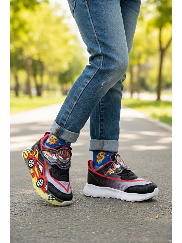 Muggo CAR Cırtlı Arabalı ve Işıklı Günlük Çocuk Sneaker Spor Ayakkabı
