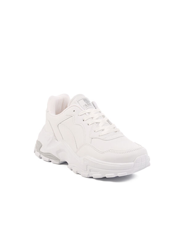 Beyaz Cilt Bağcıklı Kadın Spor Ayakkabı 159 G - Görsel 4