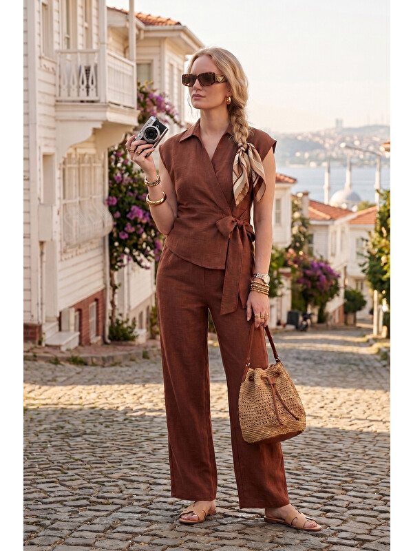 Lela Regular Fit Bağlama Detaylı Kolsuz Takım 5866787
