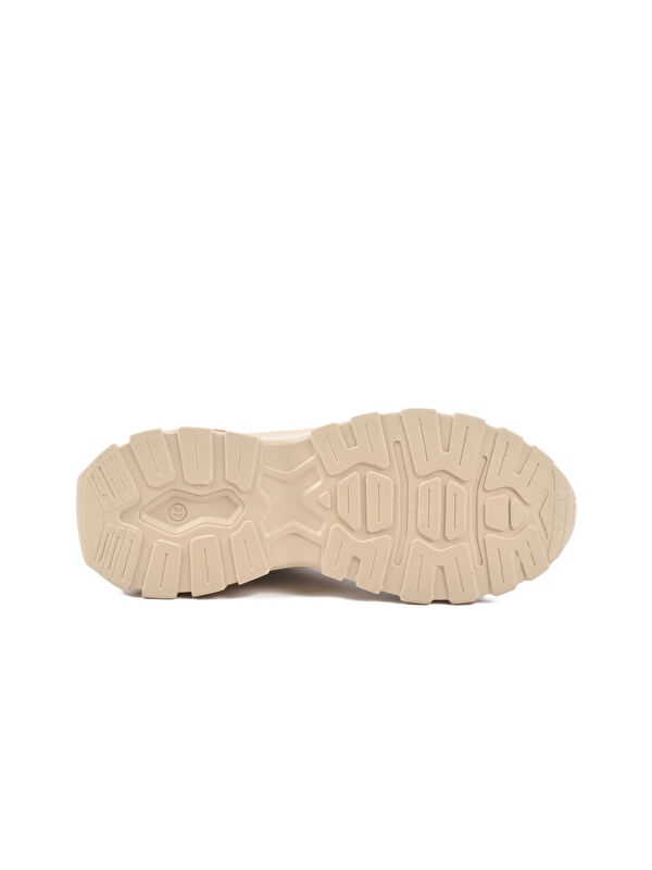 Ekru Cilt Bağcıklı Kadın Spor Ayakkabı 159 G - Görsel 6