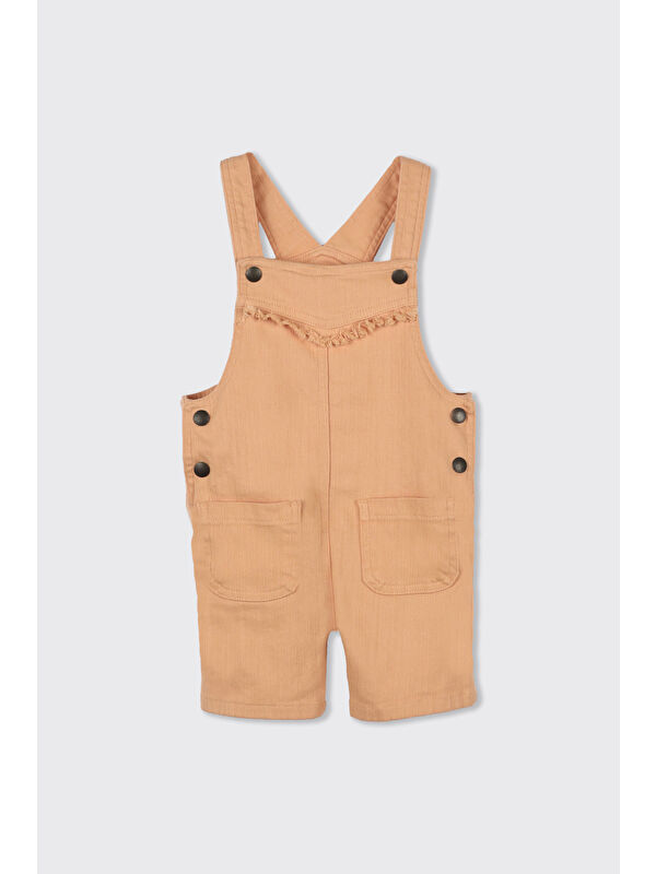 Panço Kız Bebek Çıtçıtlı Dikiş Detaylı Somon Salopet