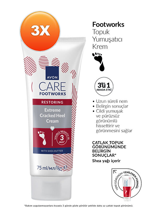 AVON Footworks Topuk Yumuşatıcı Ayak Kremi 75ml Üçlü Paket